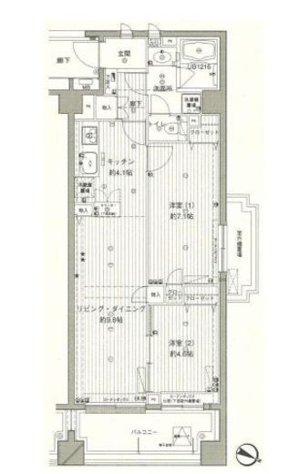 コスモリード西馬込　512号室　間取り