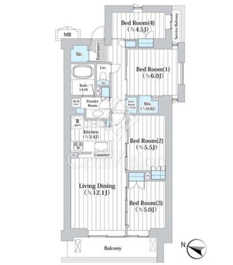 アビティグランデ砧　B306号室　間取り