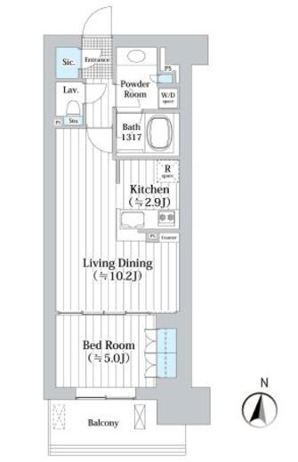 アビティグランデ砧　B408号室　間取り