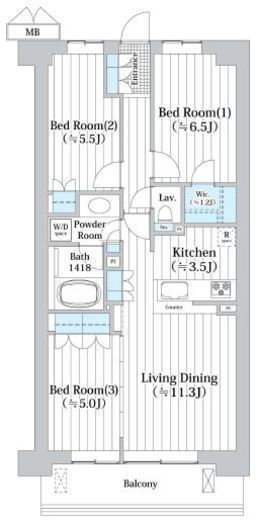 アビティグランデ砧　C207号室　間取り