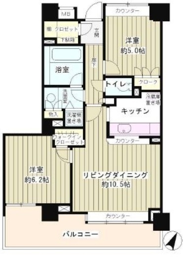 上野毛パーク・ホームズ アダージオ　405号室　間取り