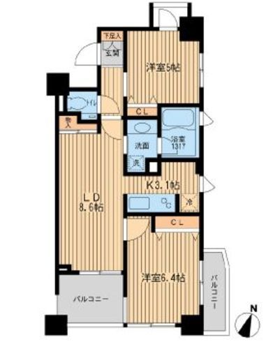 クリオ上野毛ラ・モード　205号室　間取り