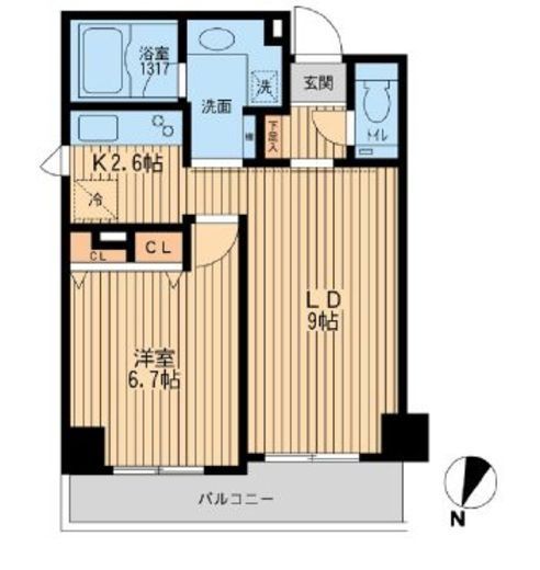 クリオ上野毛ラ・モード　406号室　間取り
