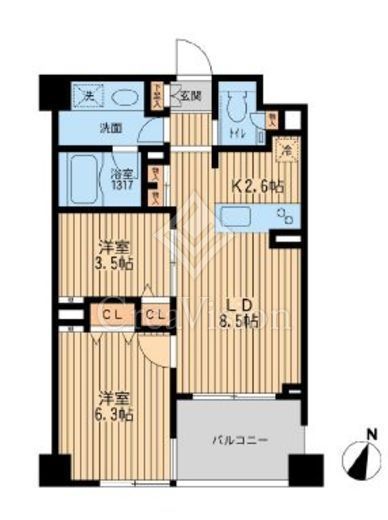 クリオ上野毛ラ・モード　404号室　間取り