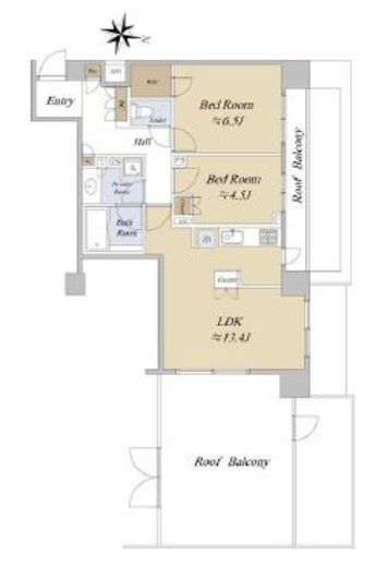 クオリア南麻布　2F3号室　間取り