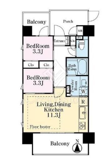 コスモヴィータ蒲田アイリススクエア　1101号室　間取り