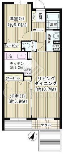 洗足第２マンション　104号室　間取り