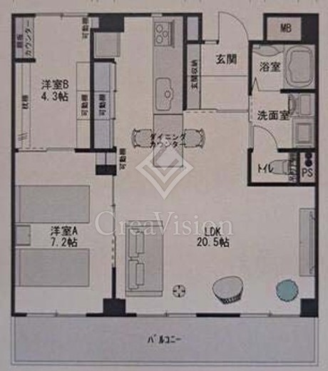 ドエルアルス目黒　6F1号室　間取り