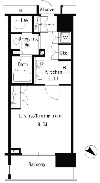 パークアクシス日本橋ステージ　508号室　間取り