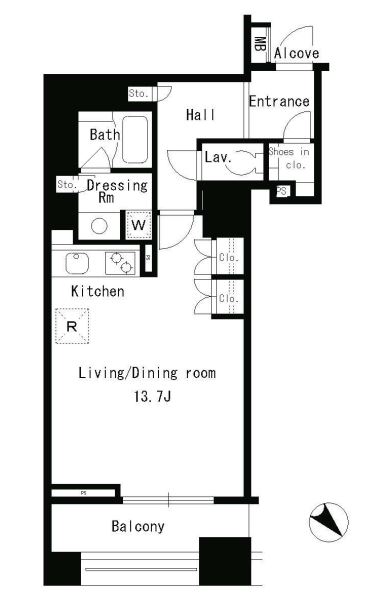 パークアクシス日本橋ステージ　512号室　間取り