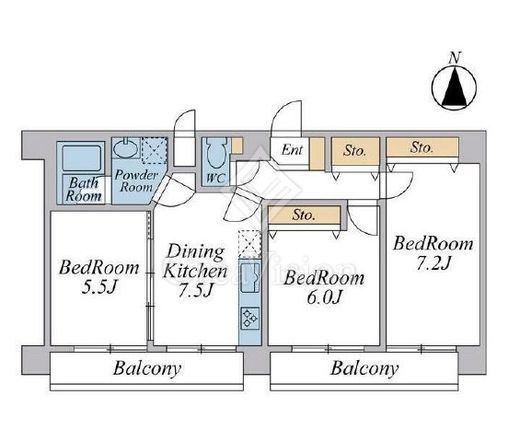 クレール御殿山　502号室　間取り