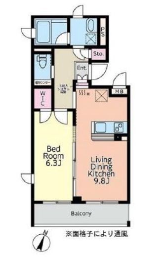 メゾンドール花房山　102号室　間取り