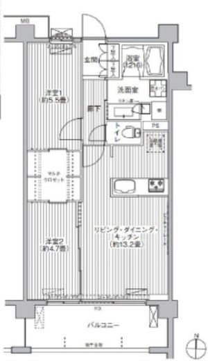 グランフェリシア経堂赤堤　105号室　間取り
