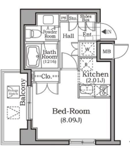 レジディア用賀　201号室　間取り