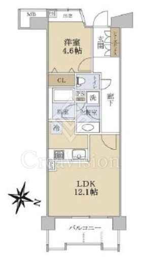 グローリオ三軒茶屋　5F1号室　間取り
