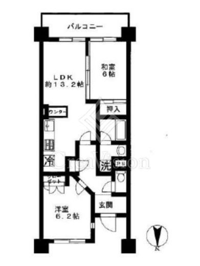 オーベルグランディオ萩中　1304号室　間取り