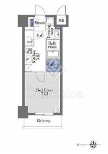 プライムメゾン八丁堀　403号室　間取り