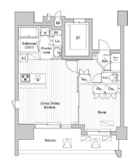アークマーク大森町アジールコート　1203号室　間取り