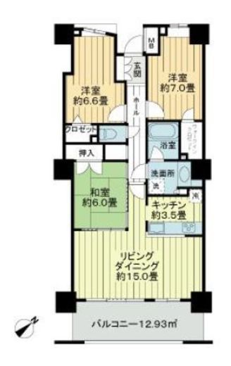 エルザ世田谷　25F1号室　間取り