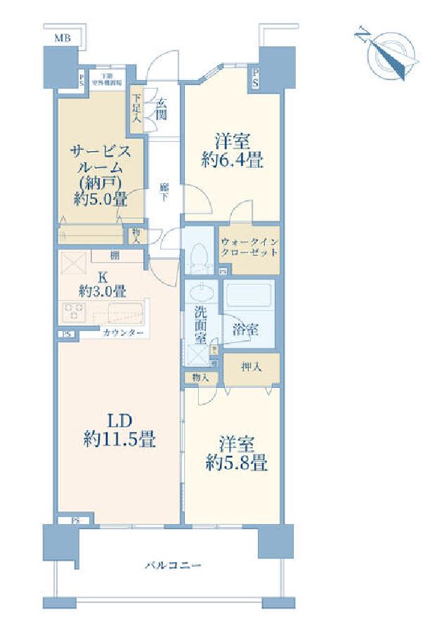 クレストスカイウイング　8F号室　間取り
