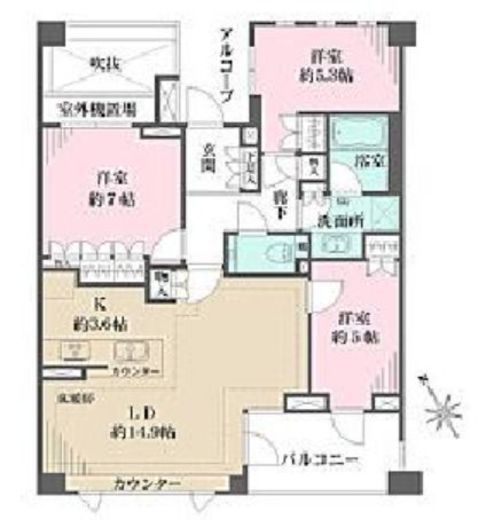 パークハウス玉川岡本　202号室　間取り