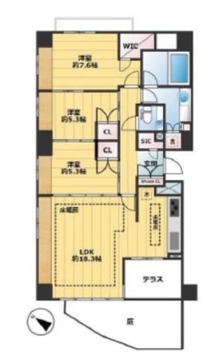 グローリオ蘆花公園　1F1号室　間取り