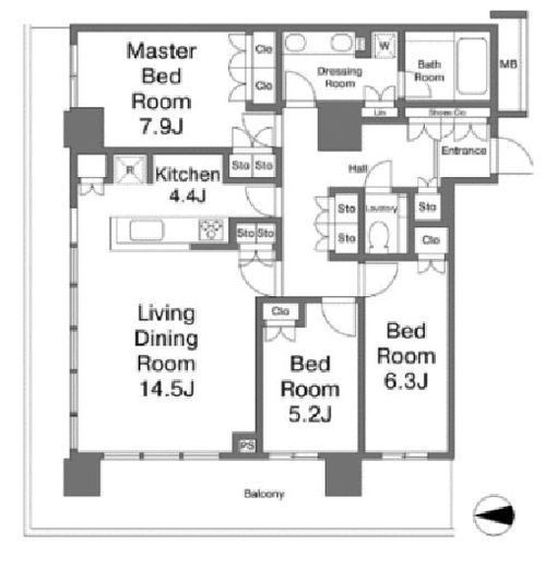 ザ・リバープレイスサウスタワー　10F1号室　間取り