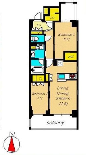 フレンシア目黒洗足　201号室　間取り