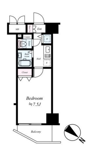 メインステージ五反田駅前　805号室　間取り