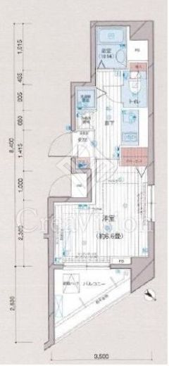メインステージ五反田駅前　1401号室　間取り
