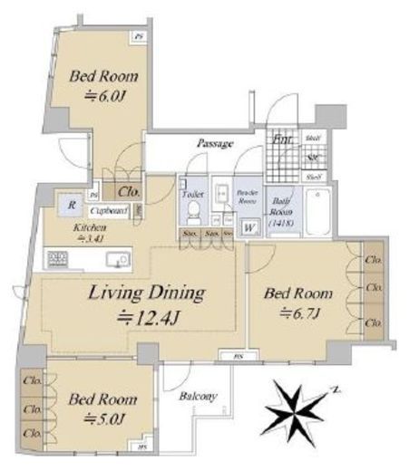 オープンレジデンシア下北沢コート　2F1号室　間取り
