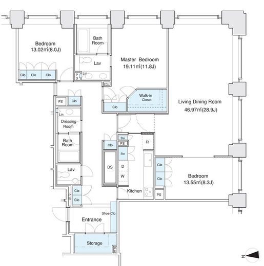 ラ・トゥール芝公園　3407号室　間取り