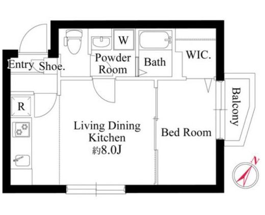 エルファーロ世田谷三宿 (ELFARO SETAGAYA MISHUKU)　205号室　間取り