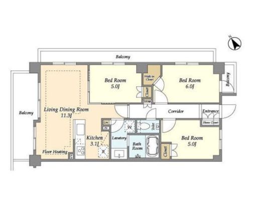 センチュリー尾山台グレイス　314号室　間取り