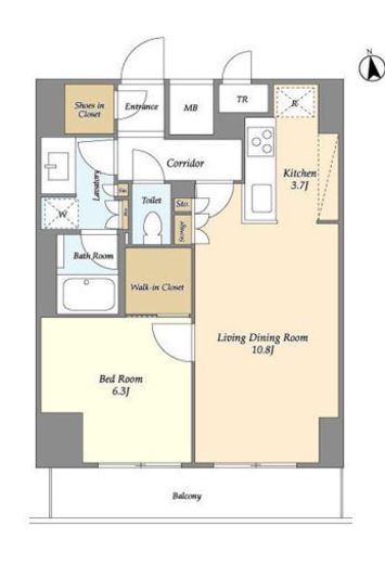 ラティエラ大鳥居　1308号室　間取り