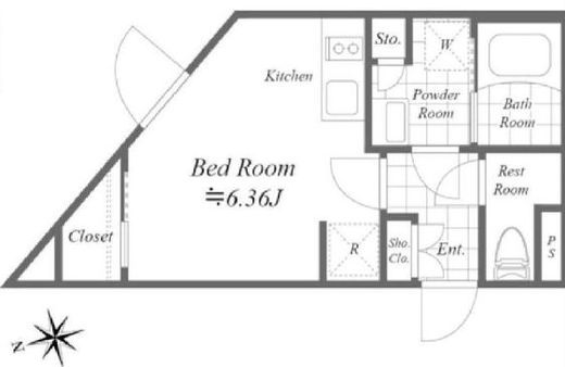 Reve Residence 白金台 (レーヴレジデンス白金台)　202号室　間取り