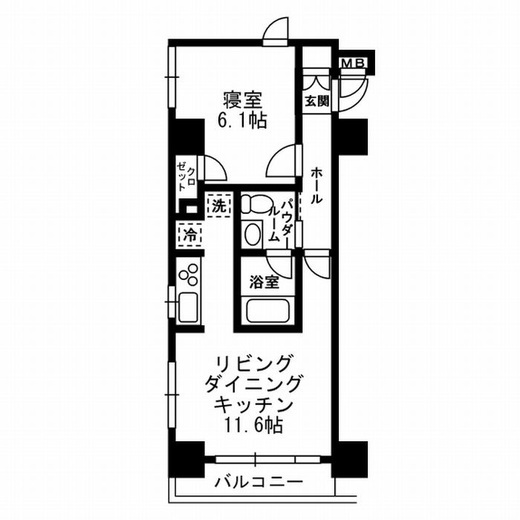 レジディア月島Ⅲ　401号室　間取り