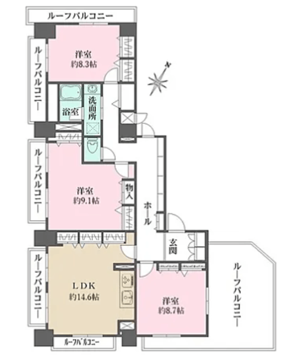 ダイヤハイツ自由が丘　701号室　間取り