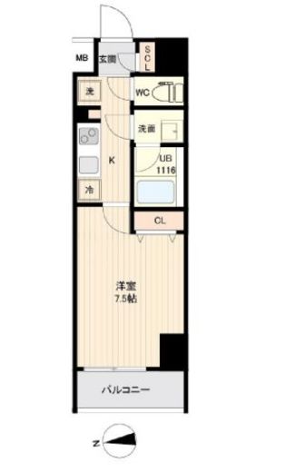 ＲＥＳＩＤＥＮＣＥ　大鳥居　603号室　間取り