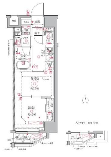 クレイシアIDZ祐天寺　801号室　間取り
