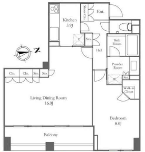 パルテール恵比寿　6F1号室　間取り