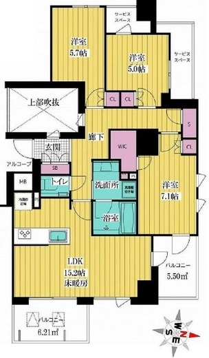 プラウド弦巻三丁目　408号室　間取り