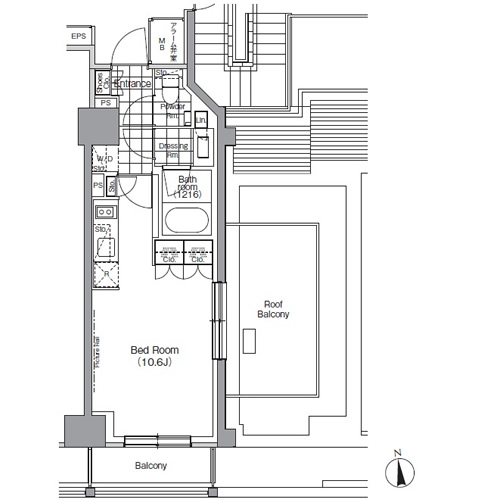 パークハビオ門前仲町　1304号室　間取り