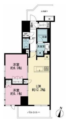 リビオ北品川リバーサイドテラス　1401号室　間取り
