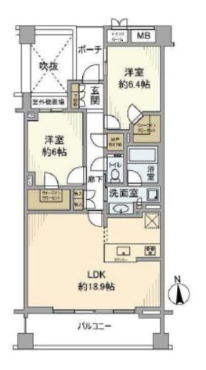 プラウド蘆花公園　2F1号室　間取り