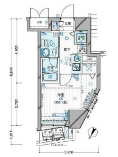 メインステージ目黒2　801号室　間取り