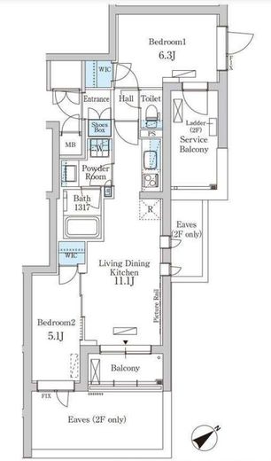 パークアクシス北千束MOCXION　301号室　間取り
