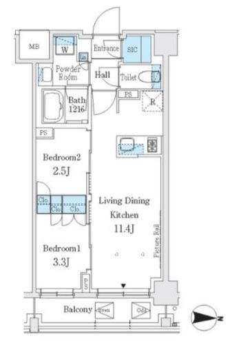 Ｊ．ＧＲＡＮ　Ｃｏｕｒｔ　品川西大井ＥＡＳＴ　412号室　間取り