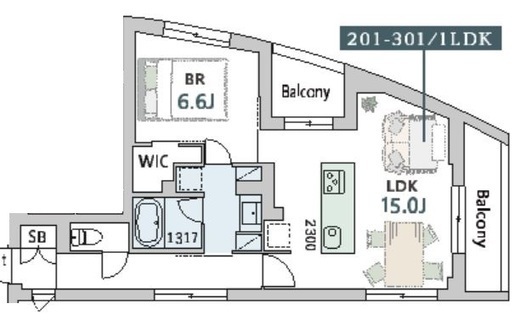 グランデュオ中目黒4 (GranDuo Nakameguro4)　301号室　間取り
