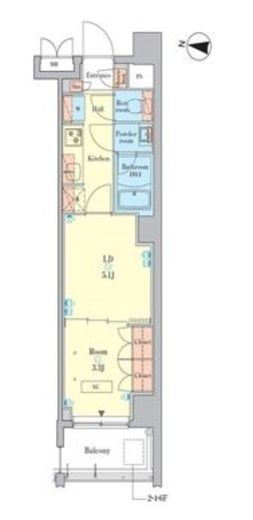 RJRプレシア千鳥　508号室　間取り